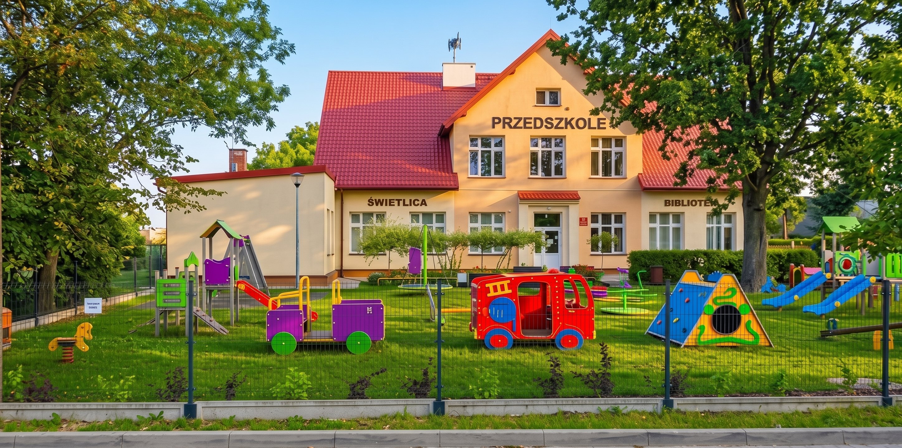 Budynek i ogród Przedszkola Terapeutycznego Logopedica w Czarnowie